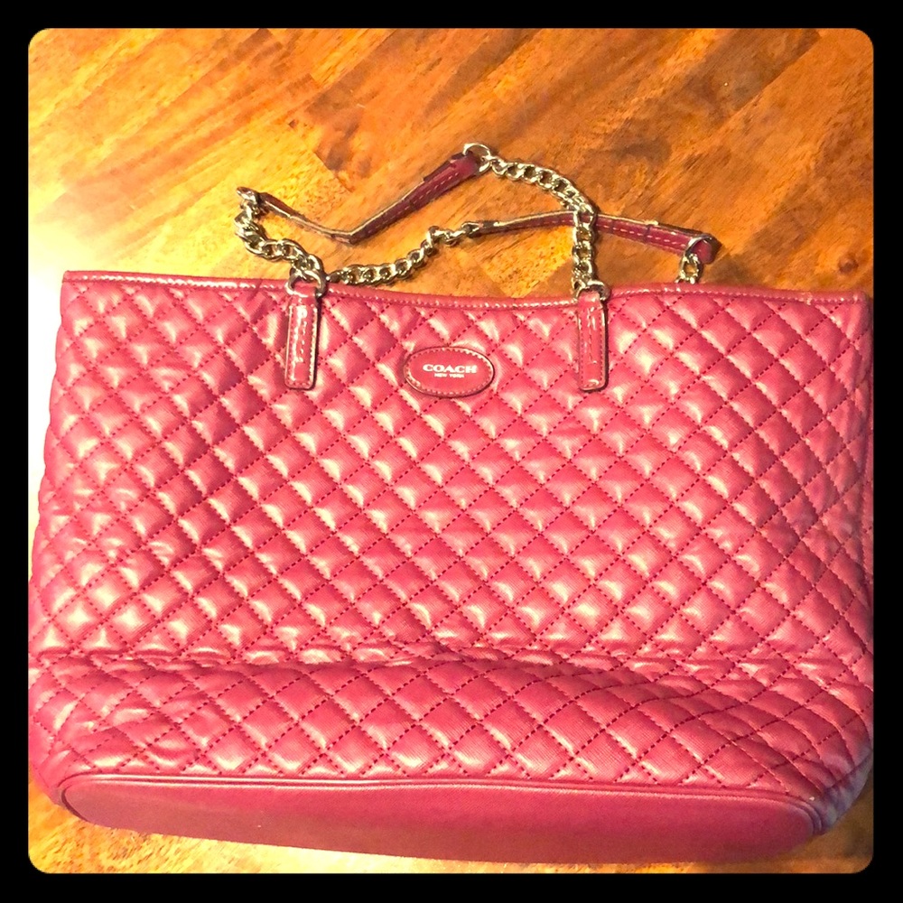 Coach Burgundy Quilted Tote